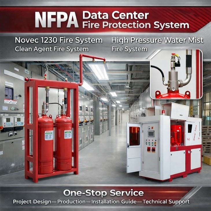 Perlindungan Kebakaran Pusat Data NFPA: HFC227EA FM200 Novce1230 Sistem Kebakaran Sistem Kebakaran Kabus Air Tekanan Tinggi Dengan Pengesanan VESDA Untuk Bilik Kawalan Bilik Komputer